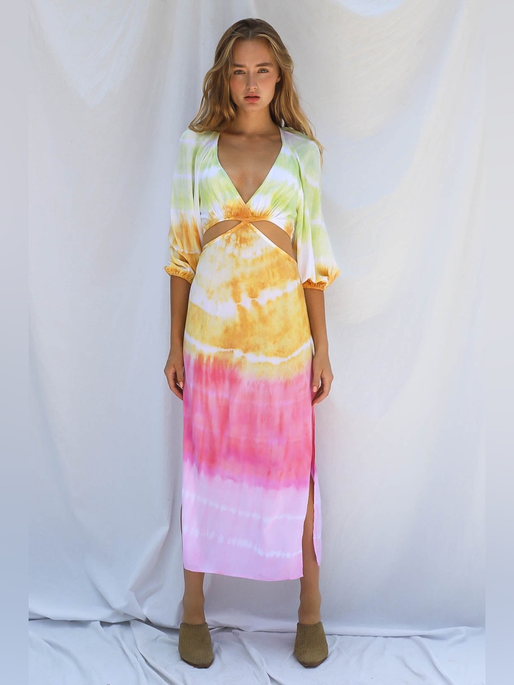Jen's Pirate Booty Pastel Tie-Dye Rio Sonora Maxi Dress Pink, Yellow 🌸 XS - Picture 4 of 7